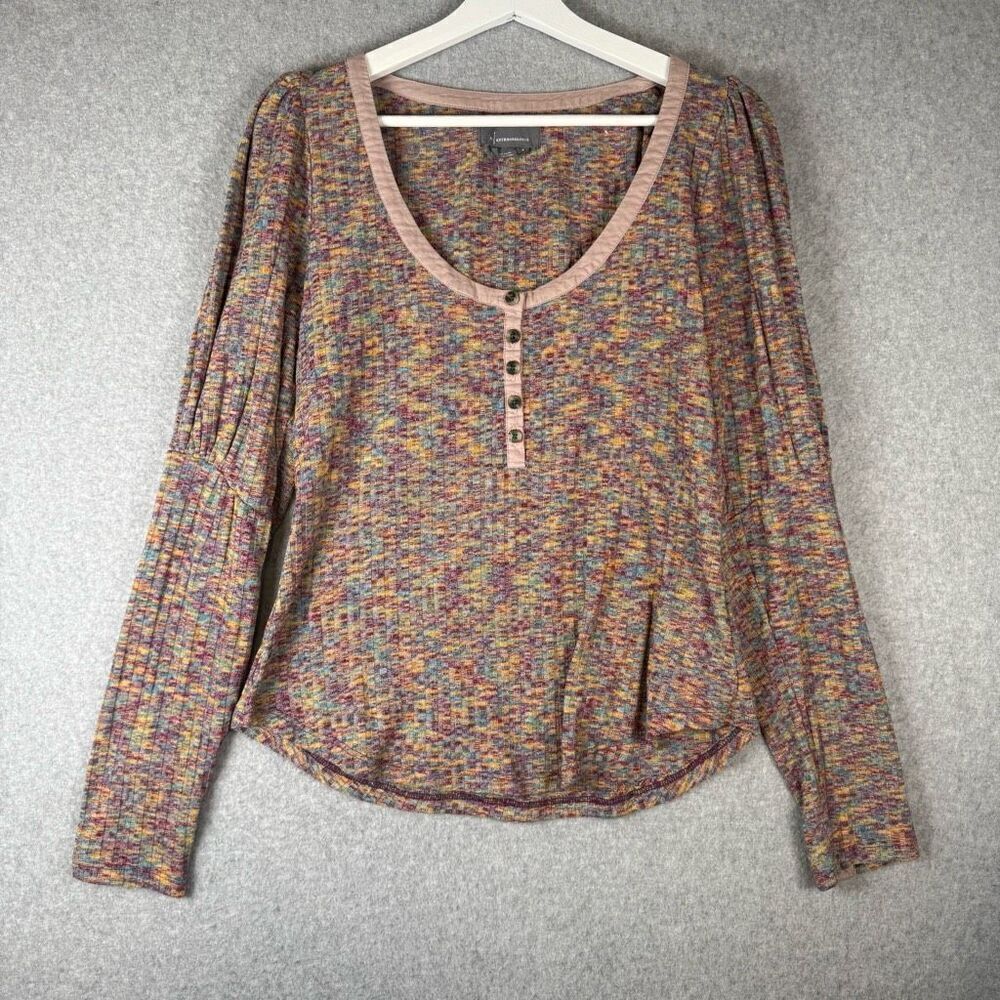 Anthropologie Womens Size Medium Pullover Top Multicolor Long Sleeves Textured